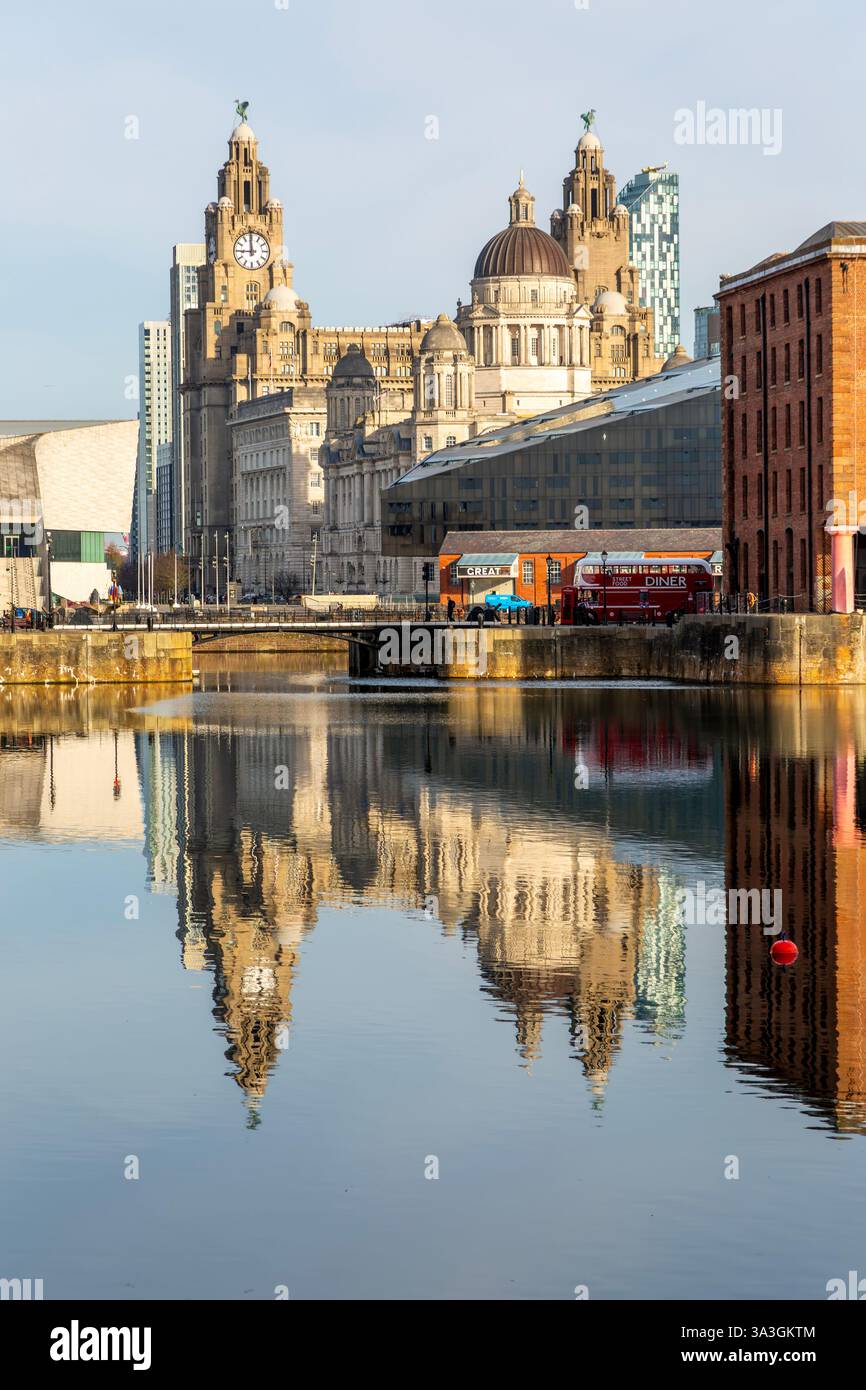 The Three Graces iconic waterfront landmark buildings reflected in ...