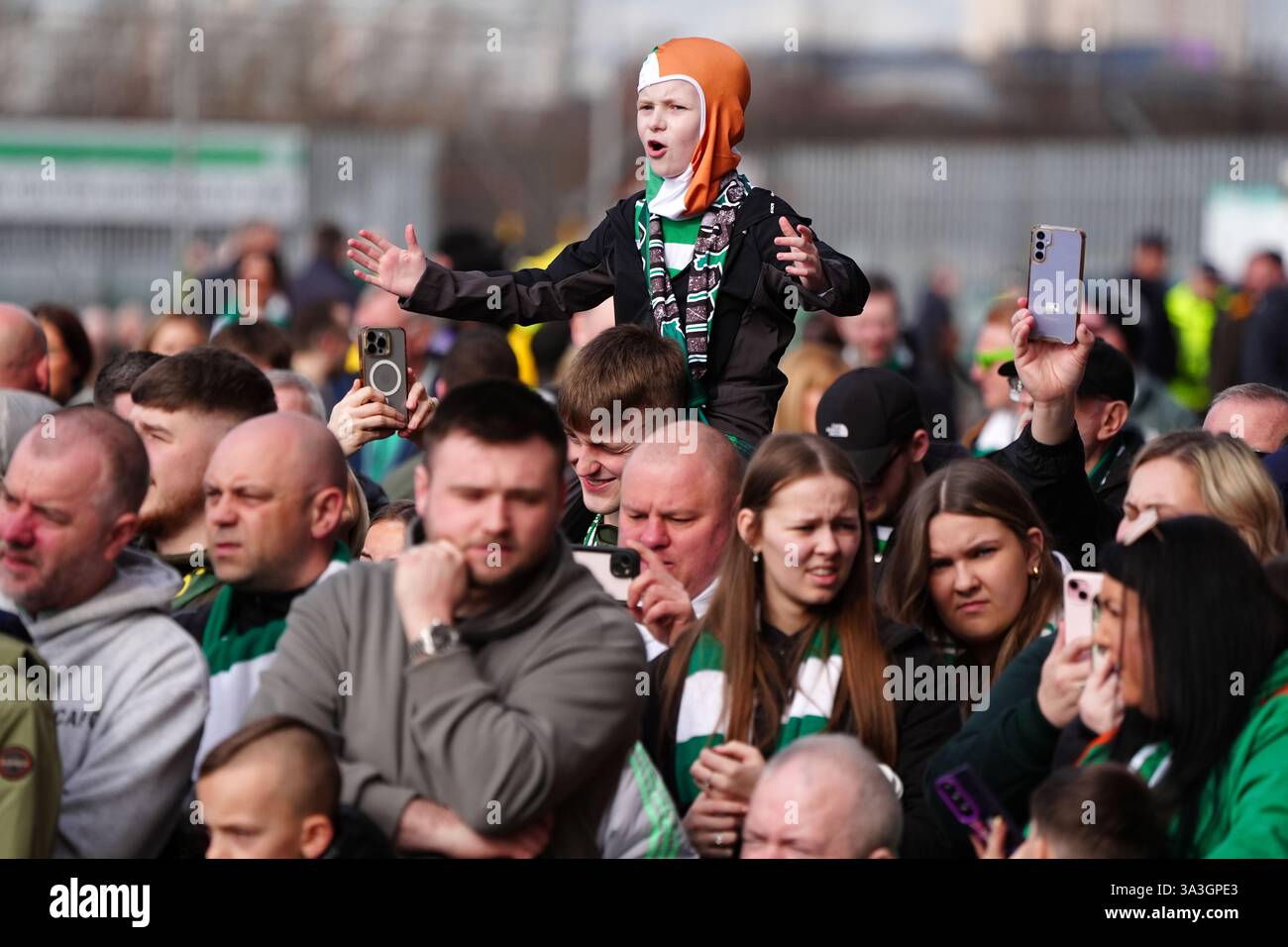 Celtic fans ahead of the William Hill Premiership match at Celtic Park ...