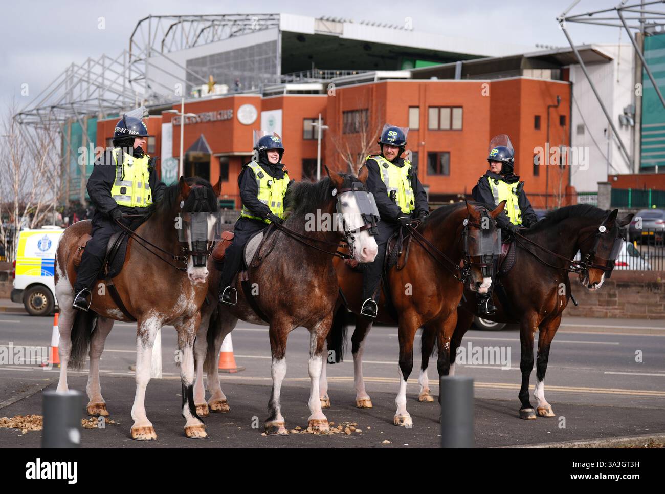 Mounted police officers ahead of the William Hill Premiership match at ...