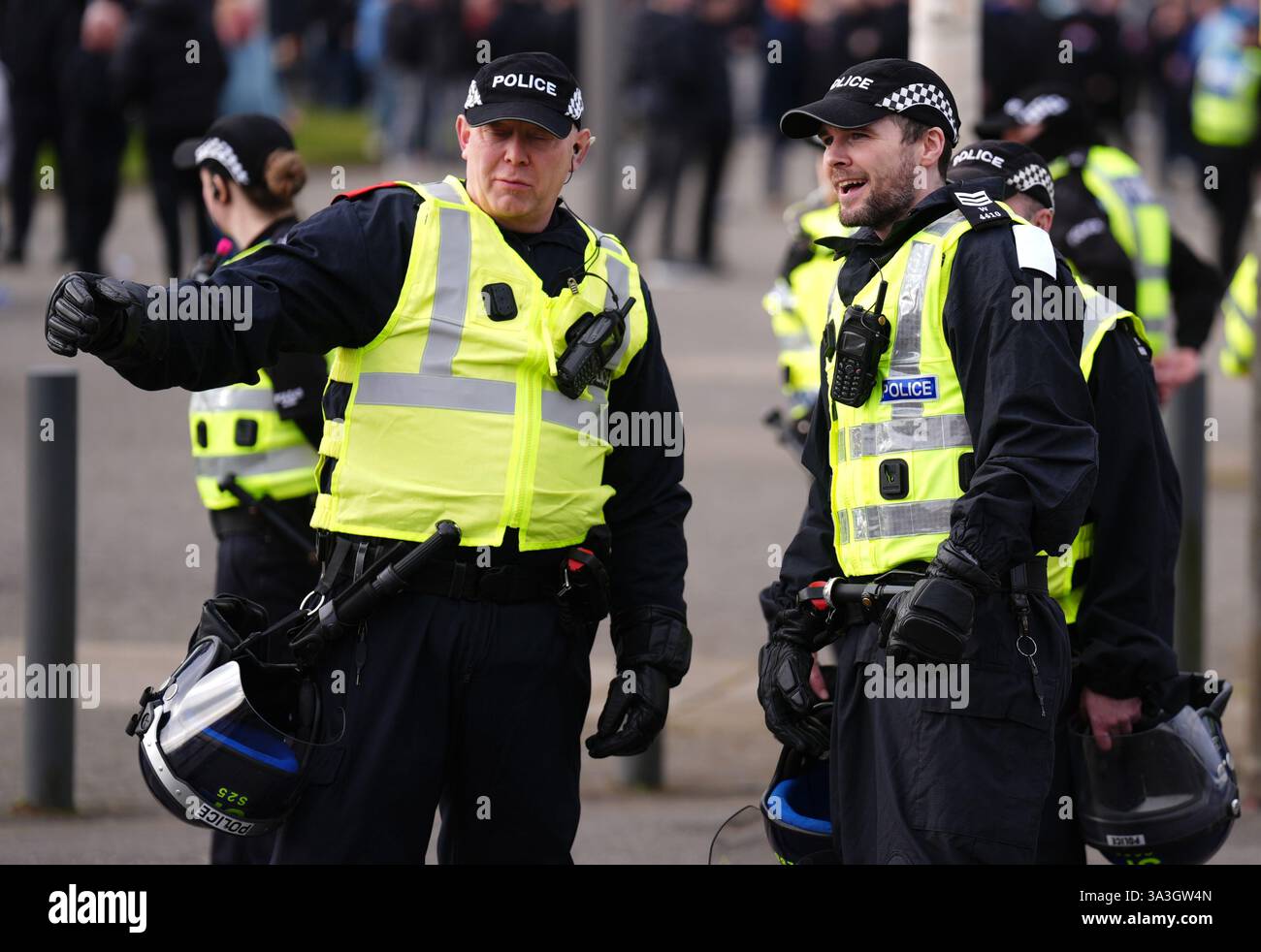 Police officers ahead of the William Hill Premiership match at Celtic ...