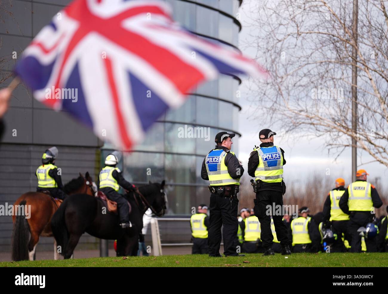 Police officers ahead of the William Hill Premiership match at Celtic ...