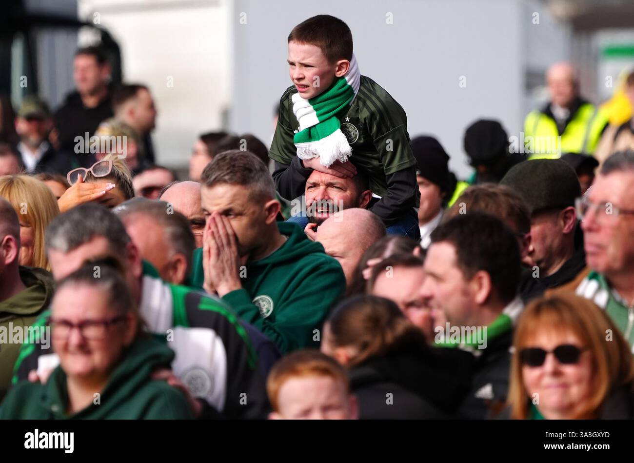 Celtic fans ahead of the William Hill Premiership match at Celtic Park ...