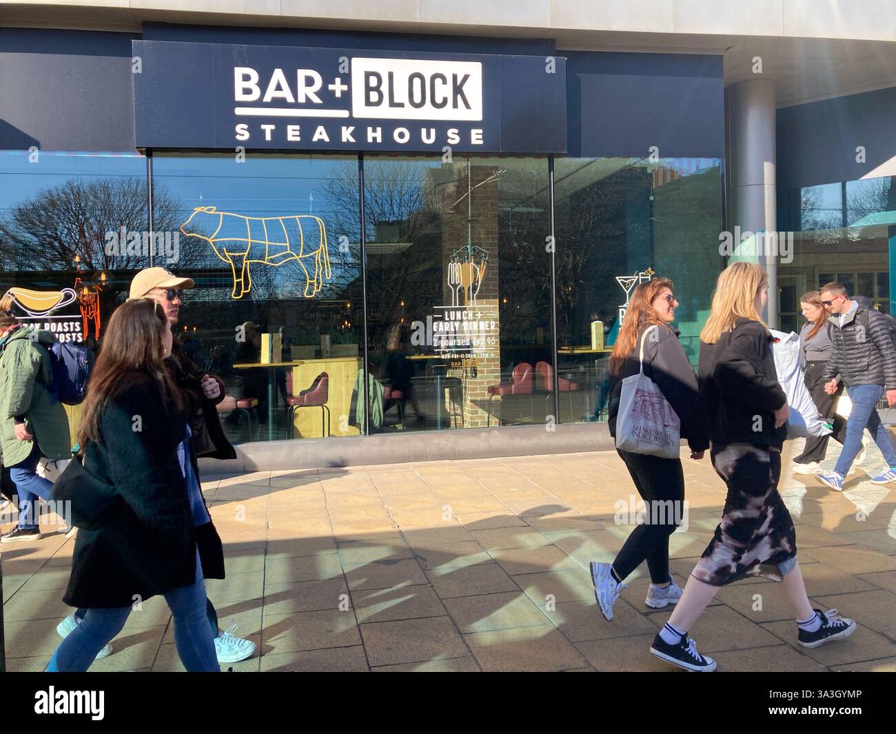 Bar + Block steakhouse restaurant, Princes Street, Edinburgh Scotland - Smartphone Captured Stock Image