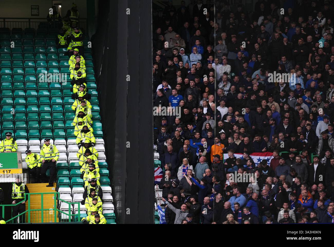 Rangers fans in the stands ahead of the William Hill Premiership match ...