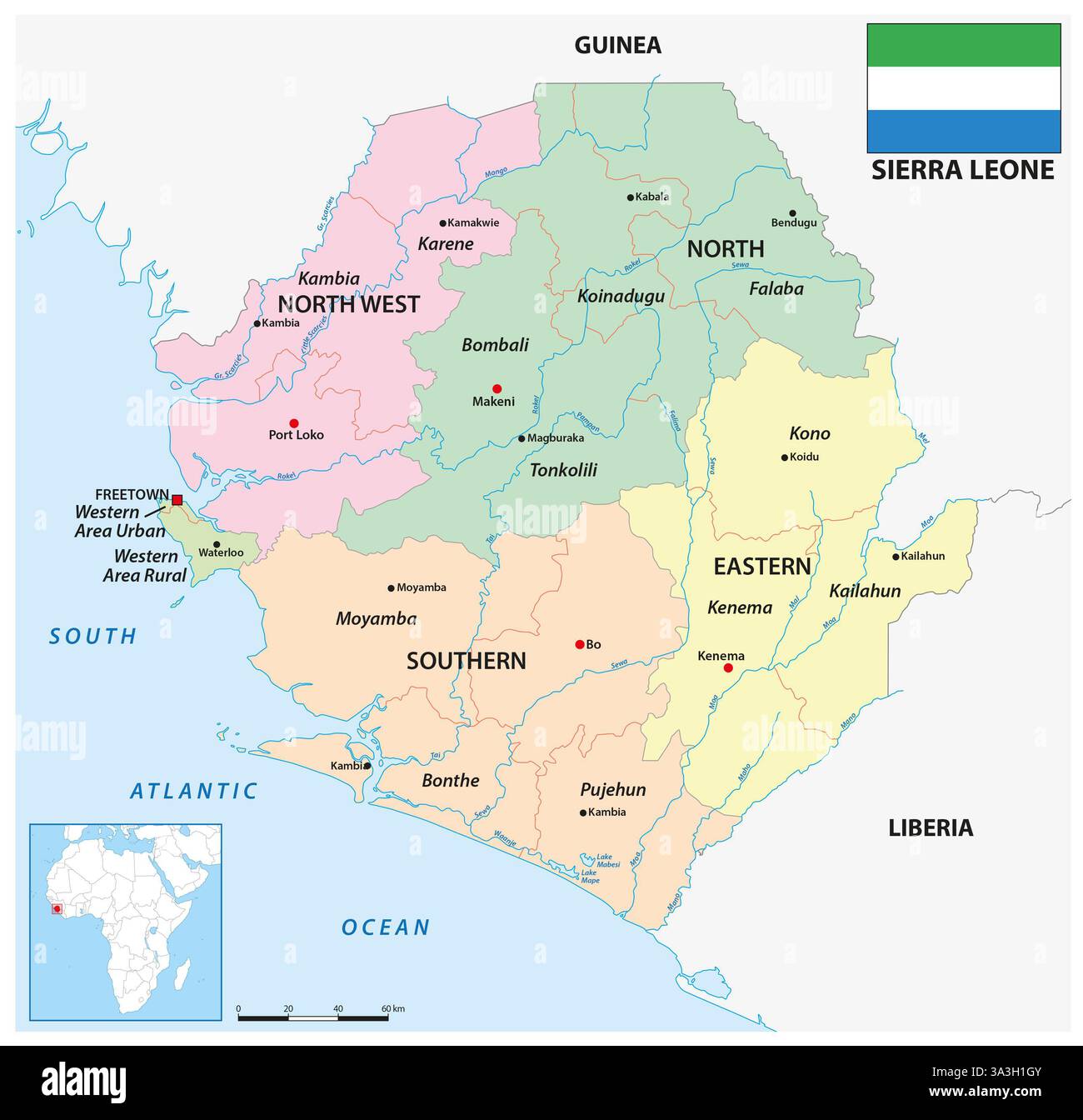 Administrative map of the West - Administrative Map Of The West African State Of Sierra Leone 3A3H1GY