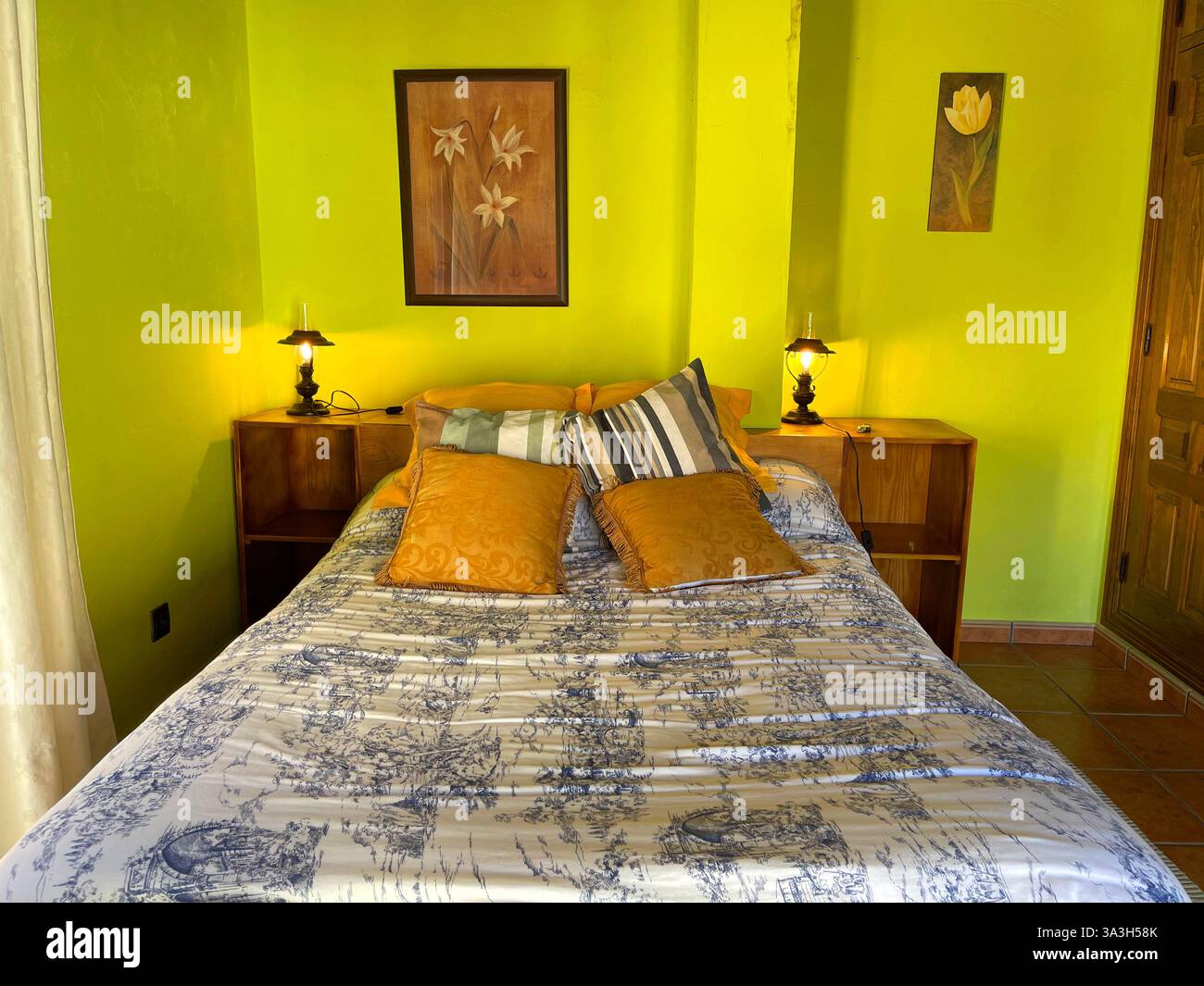 Bedroom in rural house. Braojos, Madrid province, Spain. - Smartphone Captured Stock Image