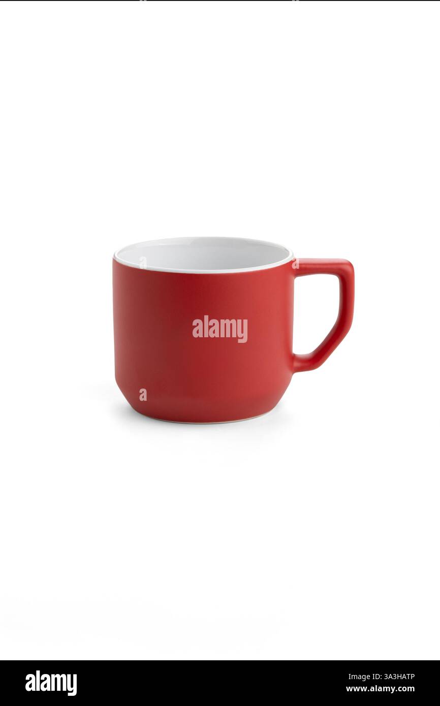 Stylish red coffee mug on a white background Stock Photo