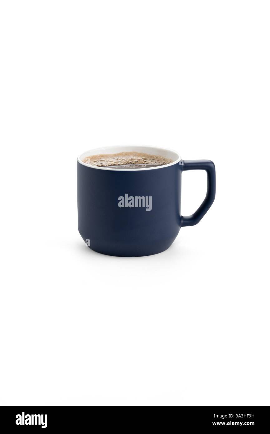 Stylish dark blue coffee mug on a white background Stock Photo