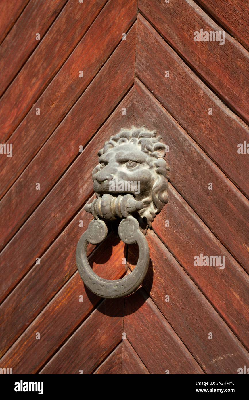 The lion door knocker Stock Photo