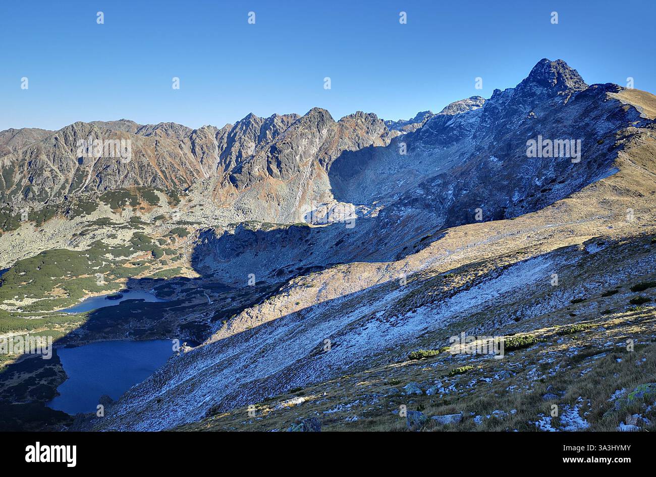 Orla Perć mountain ridge which is found in the Tatra Mountains which straddle the border between Poland and Slovakia. Orla Perć means Eagle's Path. - Smartphone Captured Stock Image