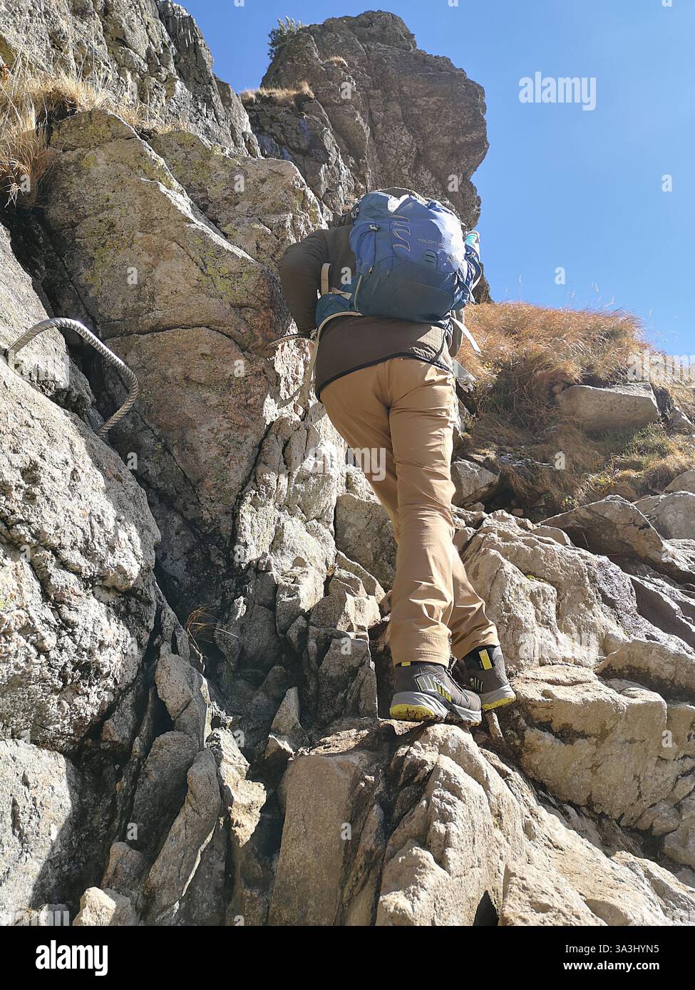 Orla Perć mountain ridge which is found in the Tatra Mountains which straddle the border between Poland and Slovakia. Orla Perć means Eagle's Path. - Smartphone Captured Stock Image