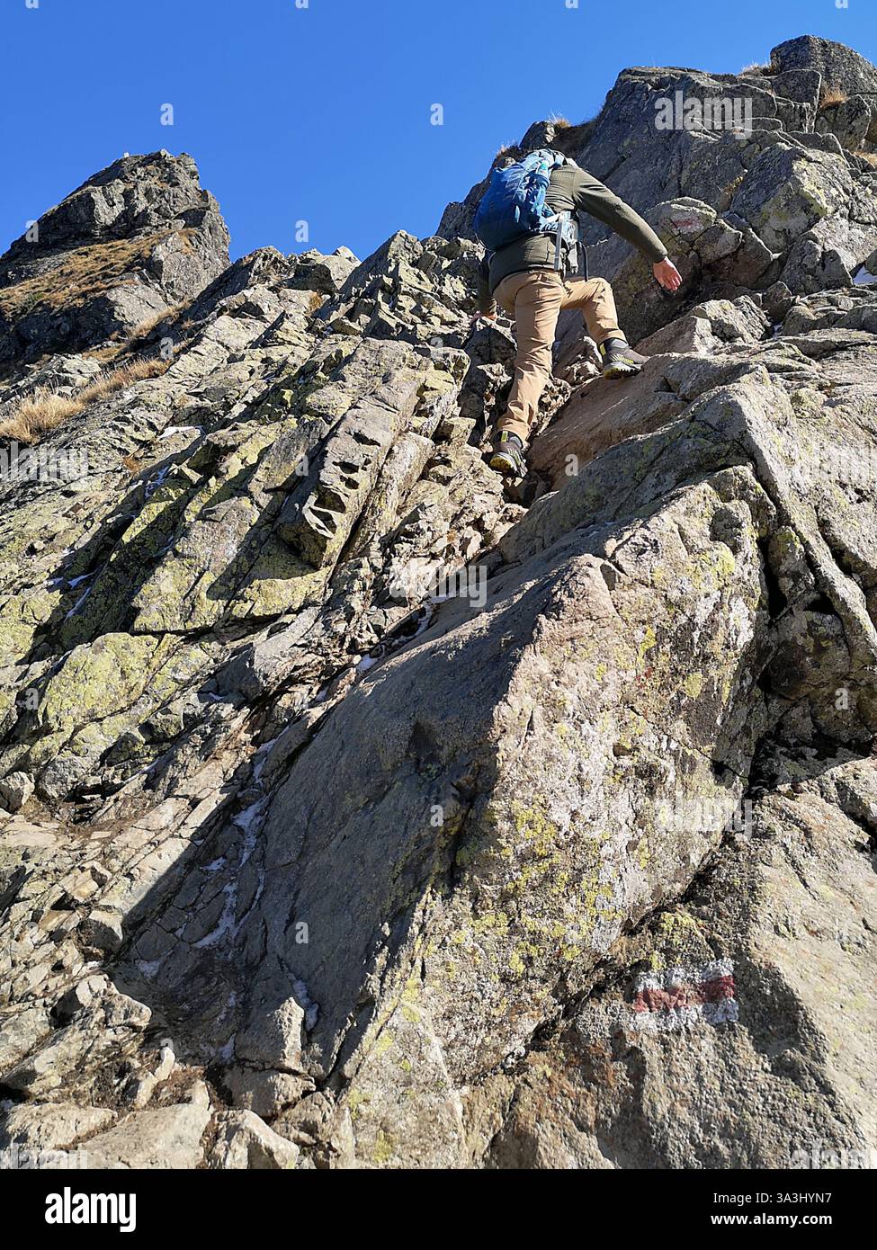 Orla Perć mountain ridge which is found in the Tatra Mountains which straddle the border between Poland and Slovakia. Orla Perć means Eagle's Path. - Smartphone Captured Stock Image