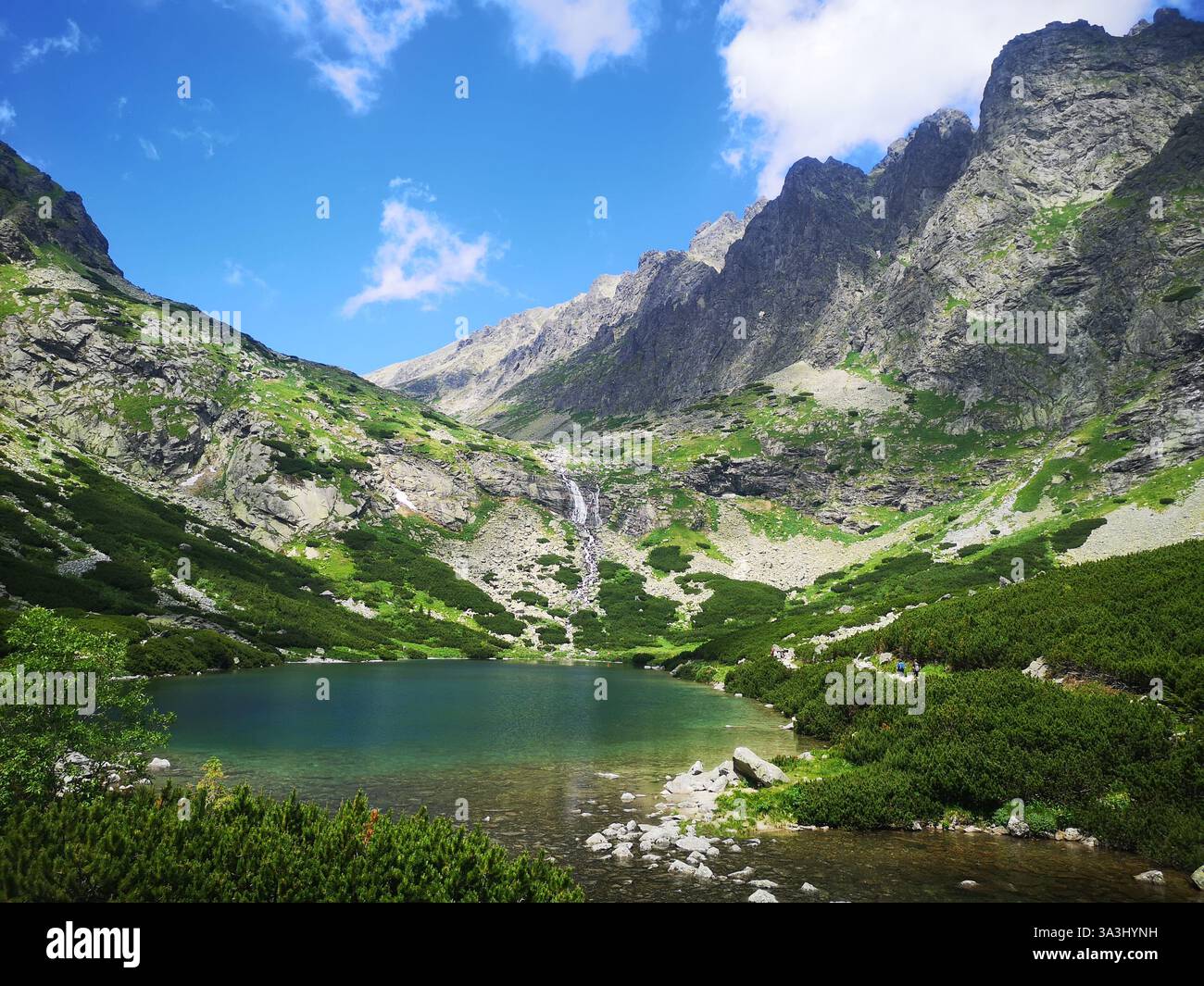 Sliezsky Dom mountain hotel in Slovakia. Stunning views of the Tatra mountains, lake, waterfalls and is popular destination for cyclists and walkers. - Smartphone Captured Stock Image