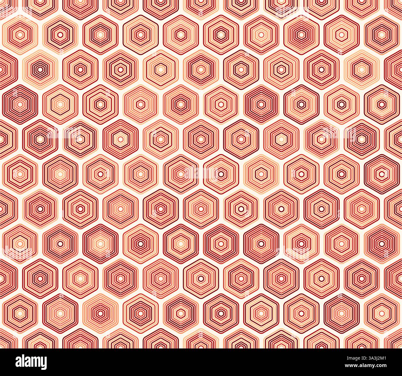 Rounded Hex Pattern Seamless hexagon pattern. Rounded stacked hexagons mosaic pattern. Red ...