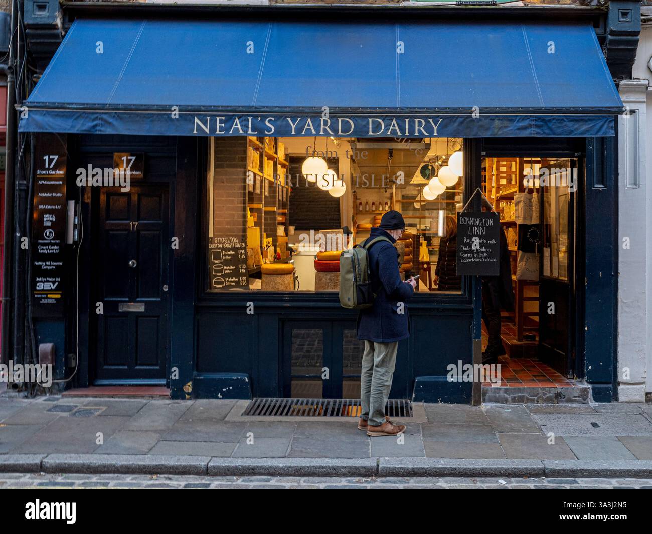 Neal's Yard Dairy Covent Garden London - entrance to Neal's Yard Dairy Store in Covent Garden London. Stock Photo