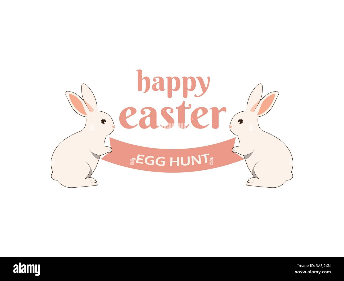 Happy easter card with decorative eggs, cute bunnies vector illustration Stock Vector