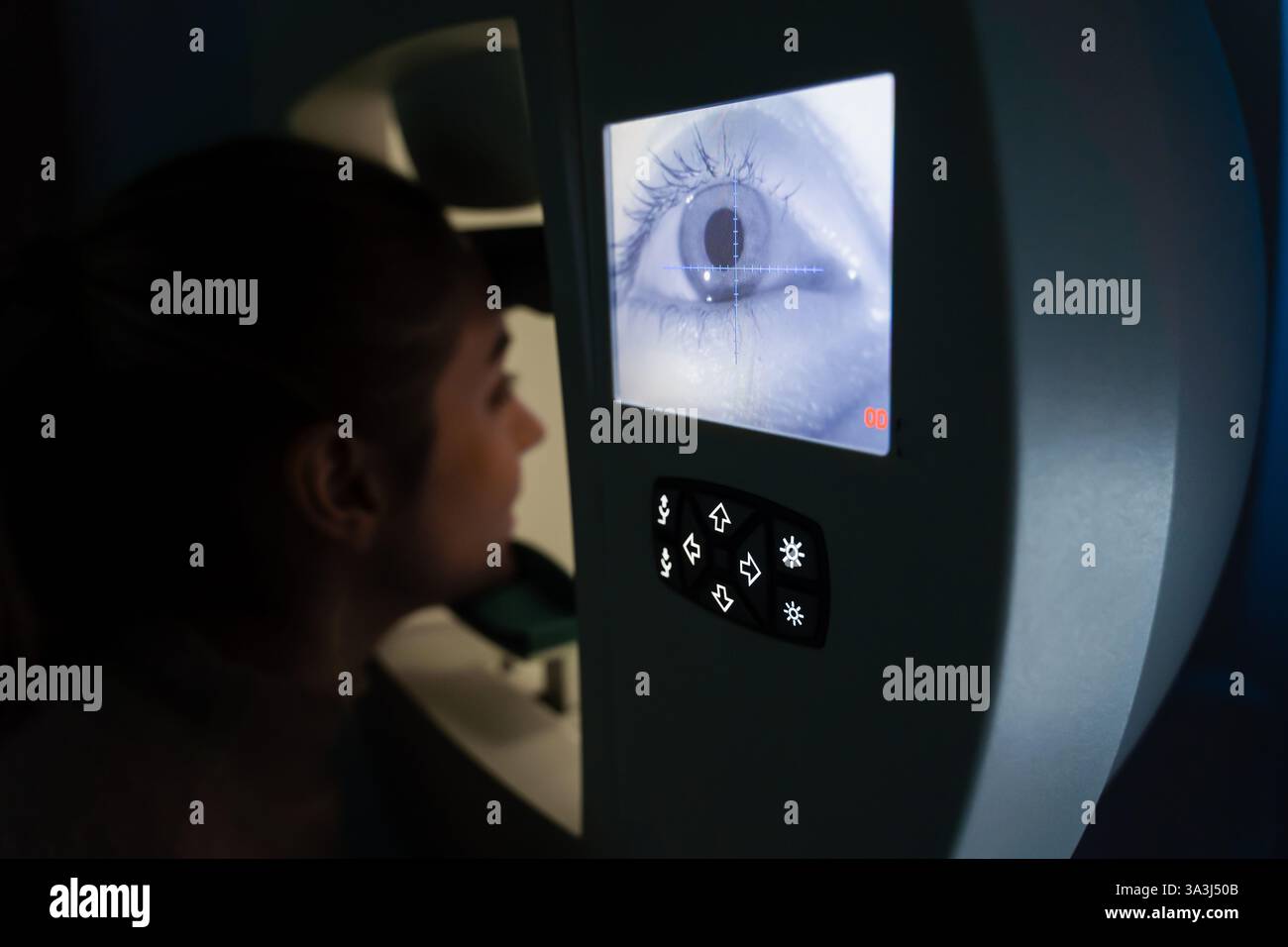 Perimetry eyes test for early sign of glaucoma of woman patient of ...