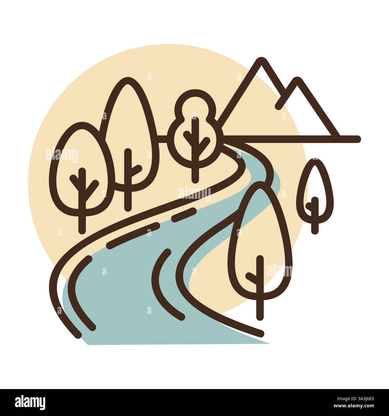 Mountain and river vector icon. Nature sign. Graph symbol for travel ...