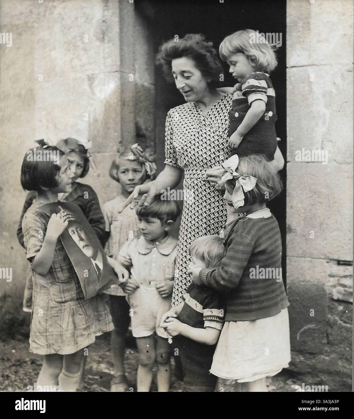 WWII in France. French childrent boy with a woman their mom - 1945 ...
