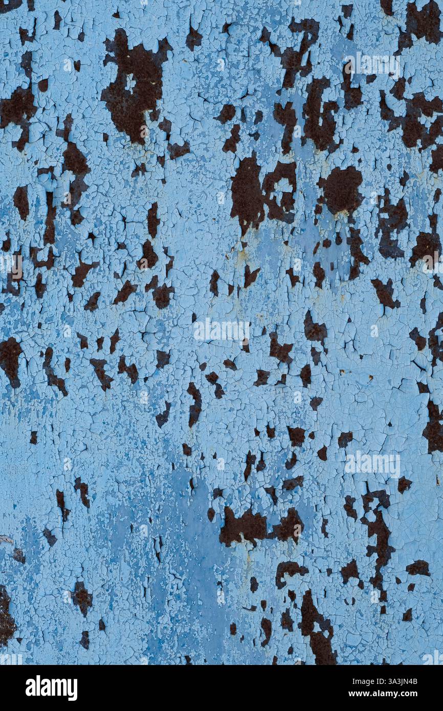 Rusty blue painted metal surface. Abstract background and texture for design Stock Photo