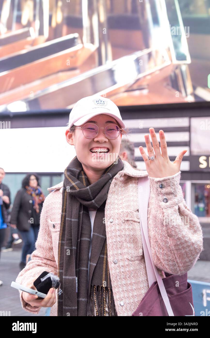 A marriage proposal in Times Square during the New York Half Marathon this Sunday, March 16