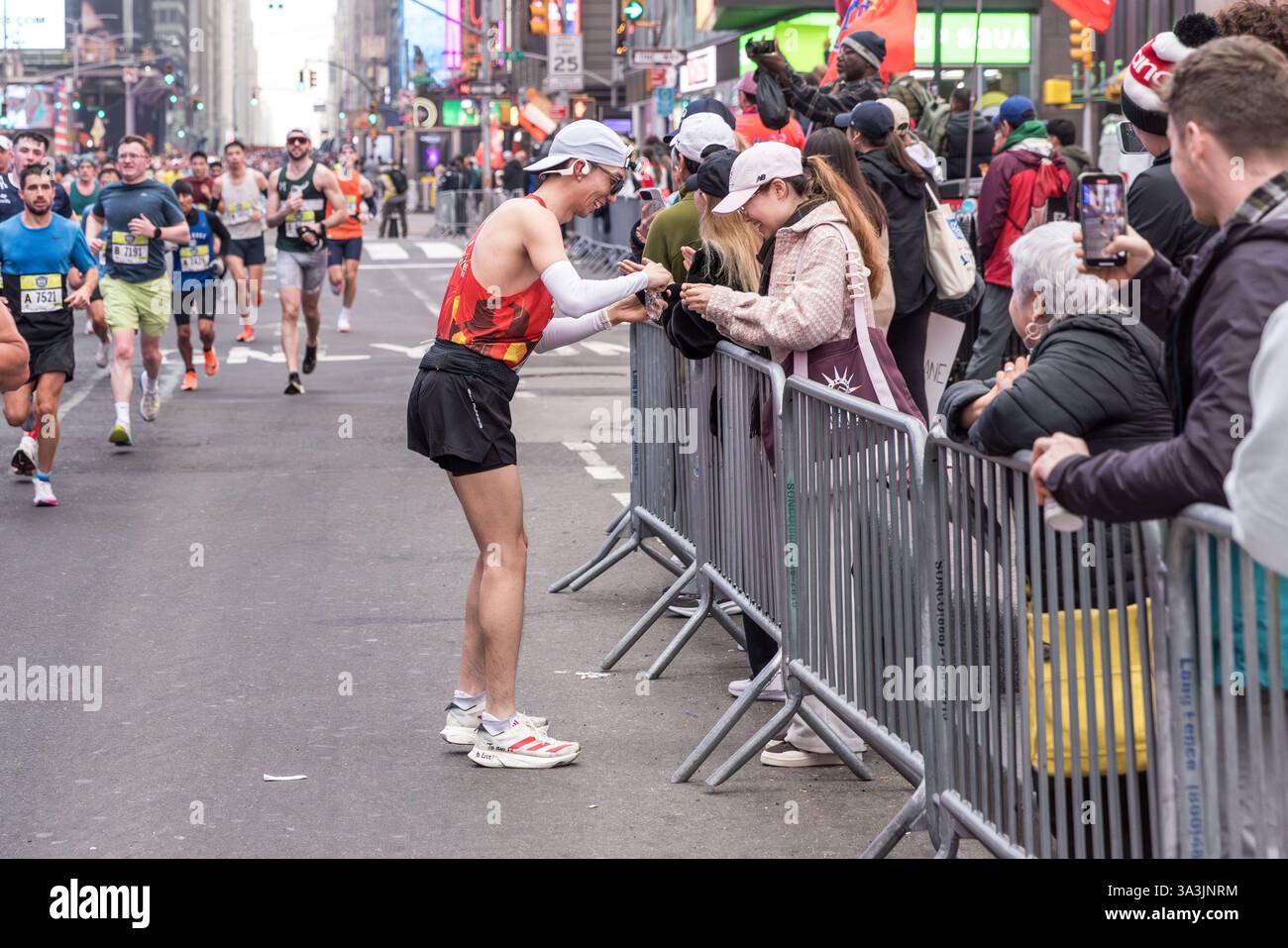 A marriage proposal in Times Square during the New York Half Marathon this Sunday, March 16