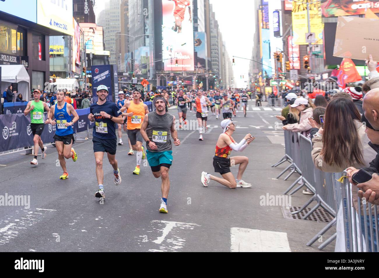A marriage proposal in Times Square during the New York Half Marathon this Sunday, March 16