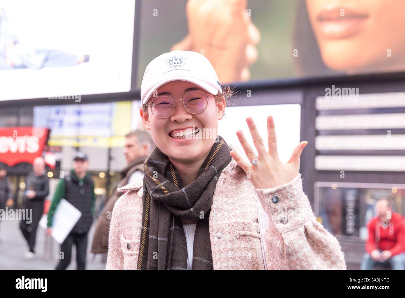 A marriage proposal in Times Square during the New York Half Marathon this Sunday, March 16