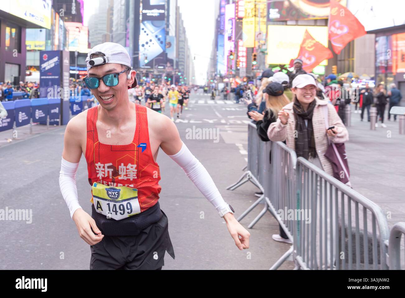 A marriage proposal in Times Square during the New York Half Marathon this Sunday, March 16