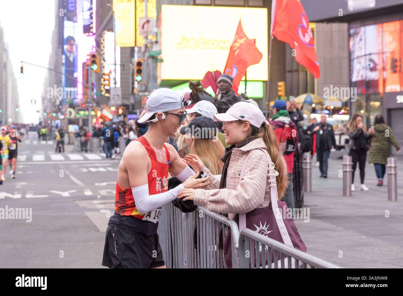 A marriage proposal in Times Square during the New York Half Marathon this Sunday, March 16