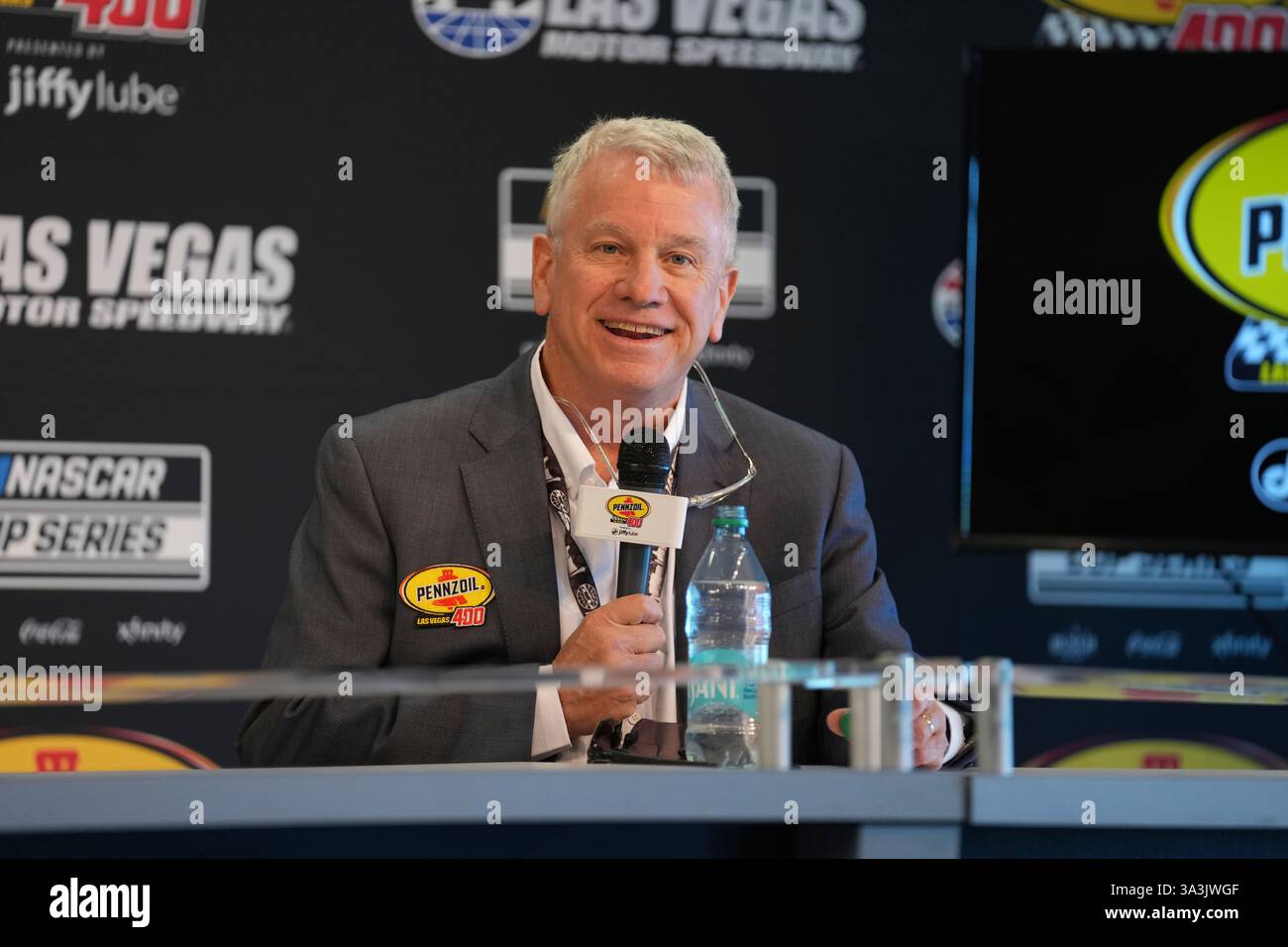 LAS VEGAS, NV - MARCH 16: LVMS Track President Chris Powell answers ...