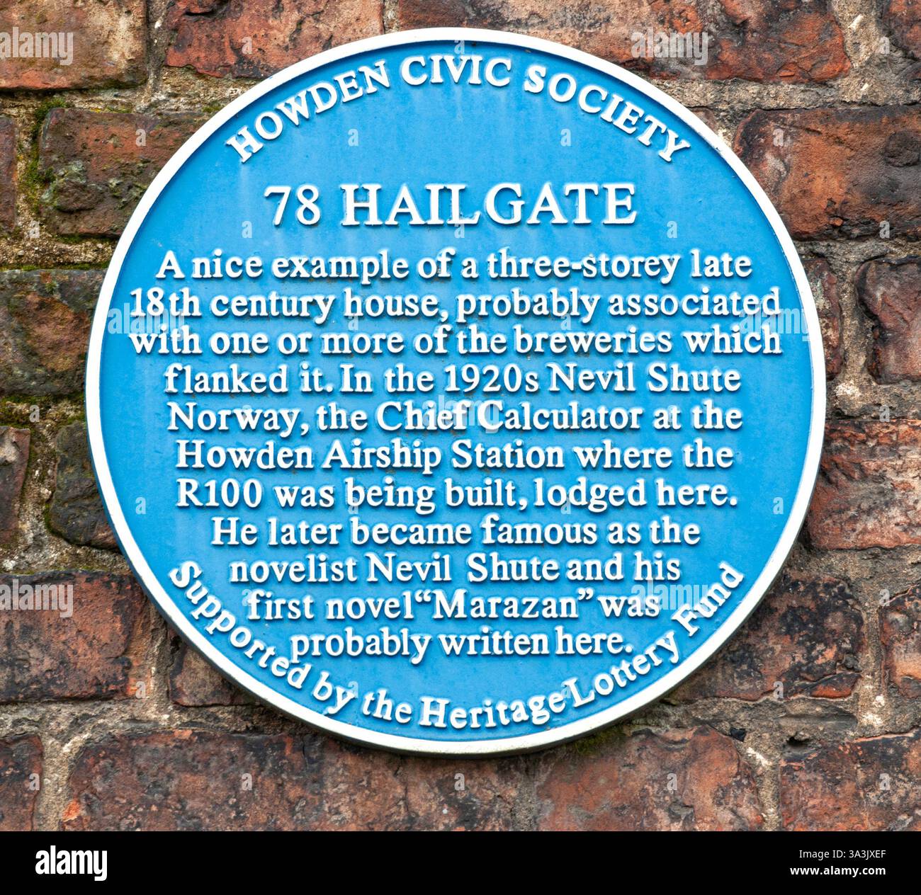 Howden East Riding Blue Plaque at 78 Hailgate, Howden, East Riding of Yorkshire, Yorkshire ...