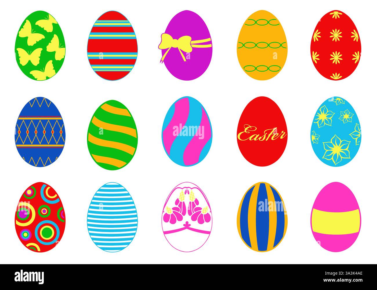 Collage of different Easter eggs isolated on white background Stock ...