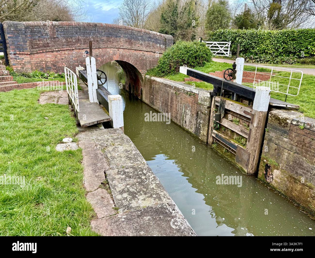 Maunsel Lock on the Bridgewater and Taunton Canal, Somerset - Smartphone Captured Stock Image