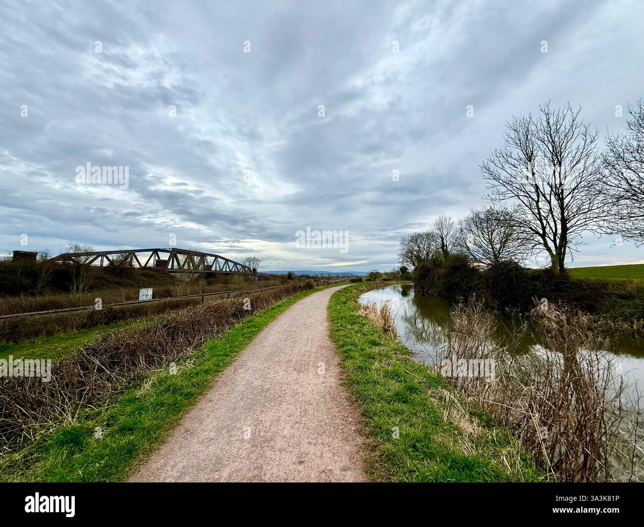 Cogload Junction and the Bridgewater and Taunton Canal, Somerset - Smartphone Captured Stock Image