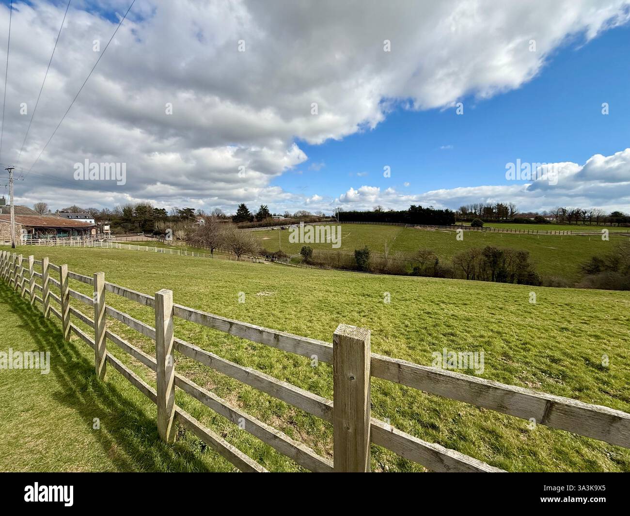 Views of the Visitor Centre across the Fields - The Donkey Sanctuary, Sidmouth, Devon - a Magical Place to Visit - Smartphone Captured Stock Image