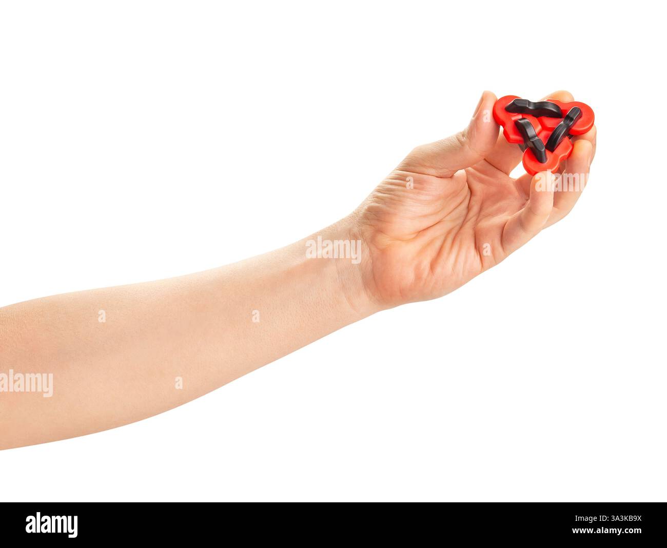 guitarist hand dexterity tool in hand path isolated on white Stock Photo