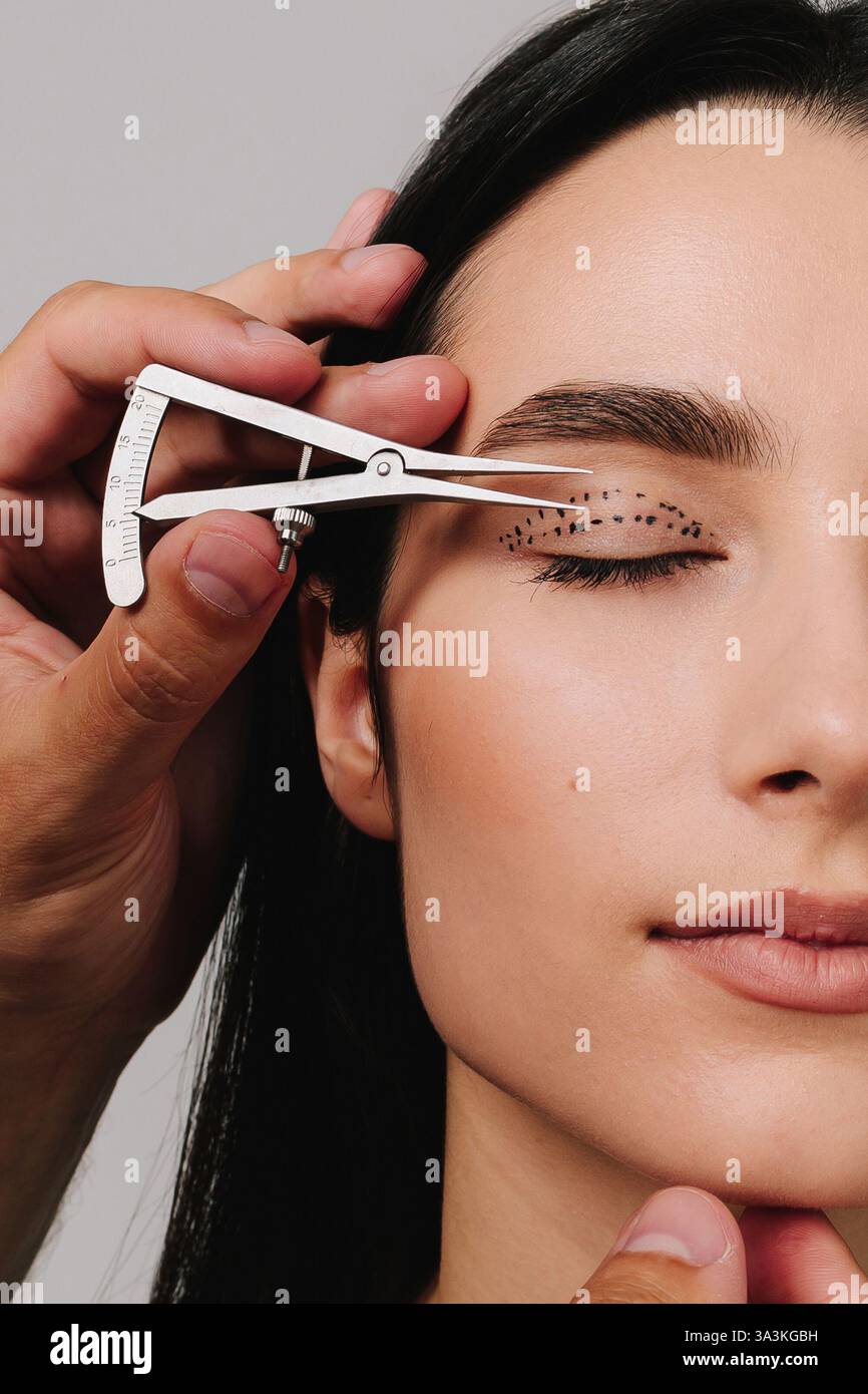 Eye Distance Surgery Preparing for blepharoplasty to correct droopy eye lids. Upper ...