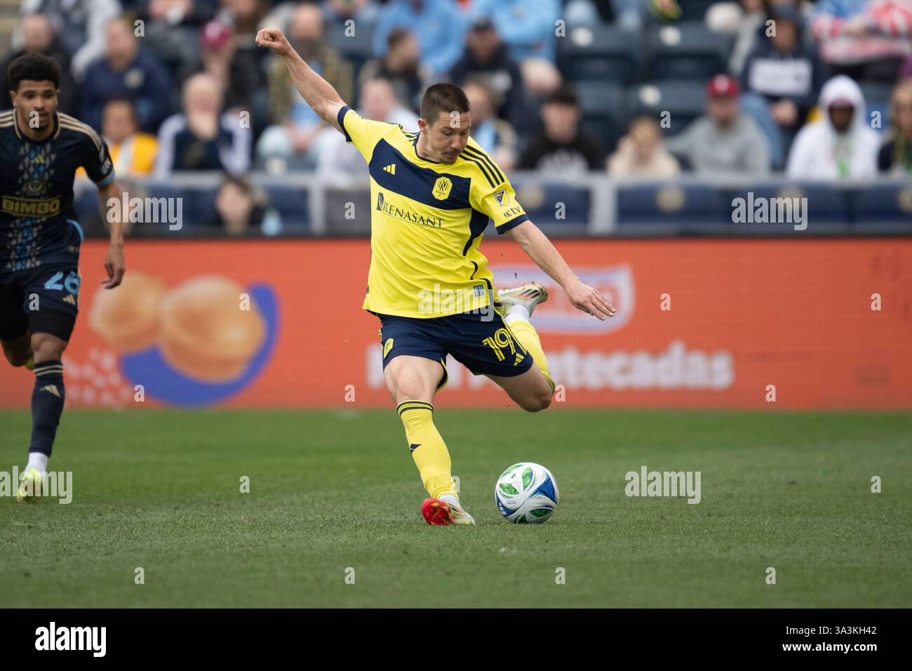 CHESTER, PA - MARCH 16: Nashville SC midfielder Alex Muyl #19 kicks the ...
