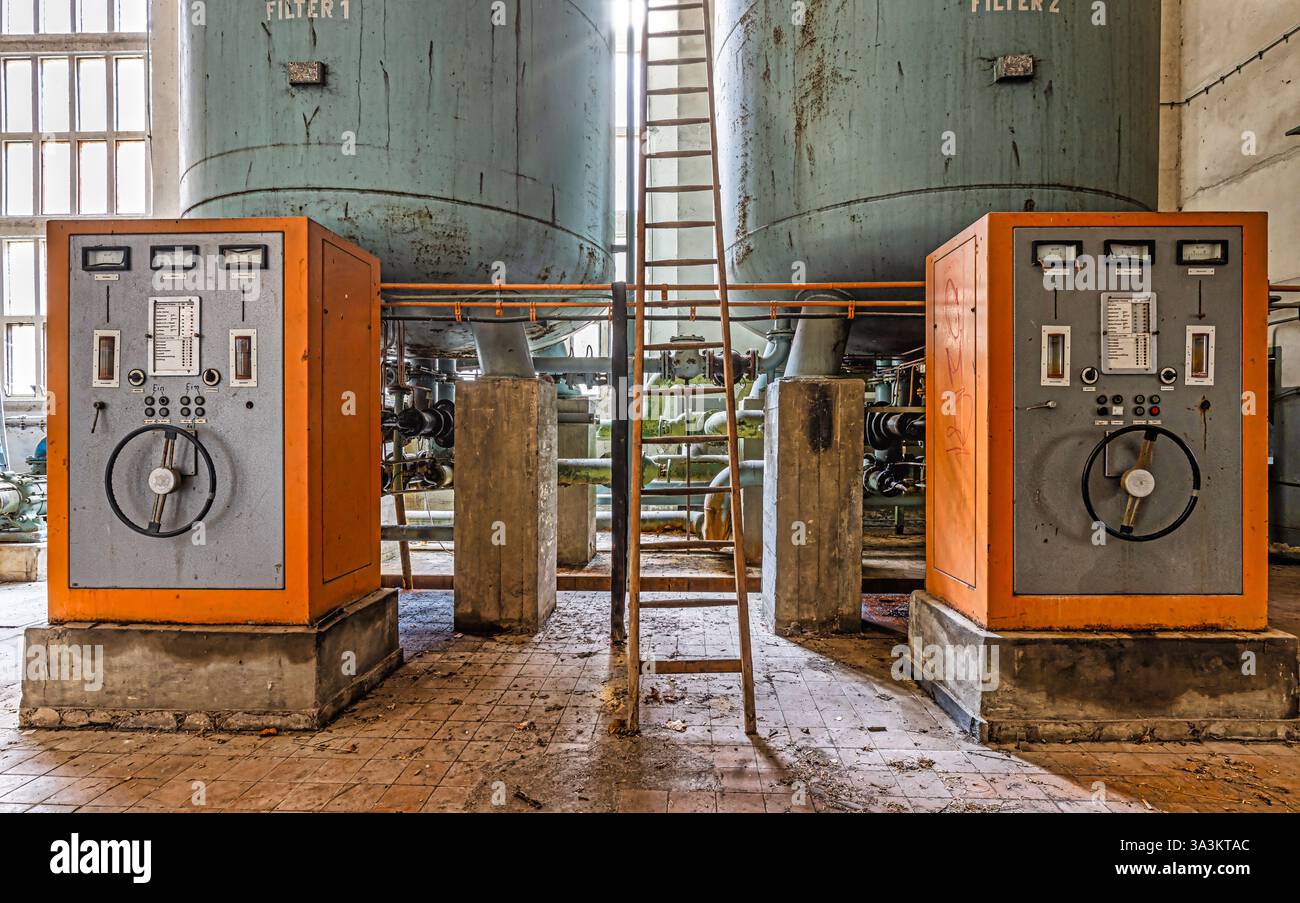 Maschinenhalle Wasserwerk Lost Places Stock Photo