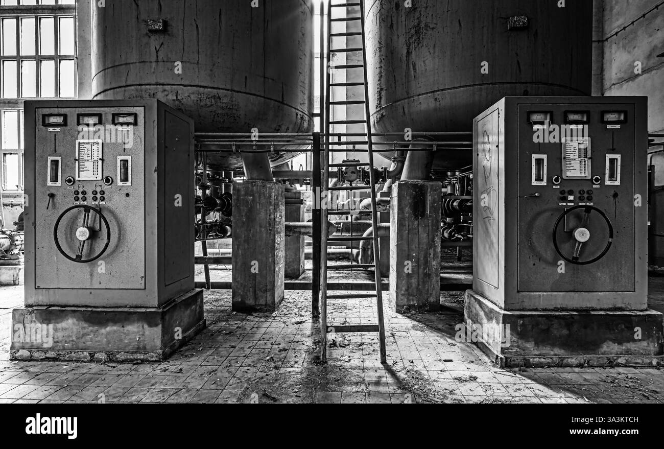 Maschinenhalle Wasserwerk Lost Places Stock Photo