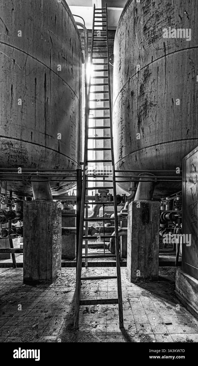 Maschinenhalle Wasserwerk Lost Places Stock Photo
