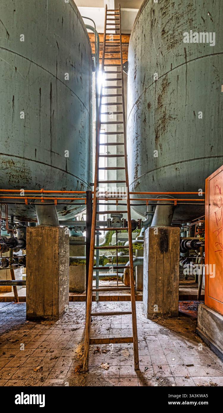Maschinenhalle Wasserwerk Lost Places Stock Photo