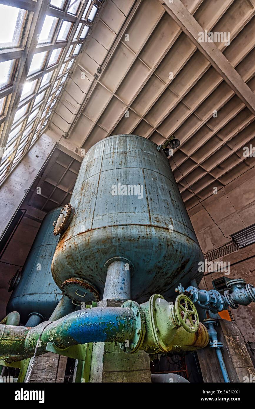 Maschinenhalle Wasserwerk Lost Places Stock Photo