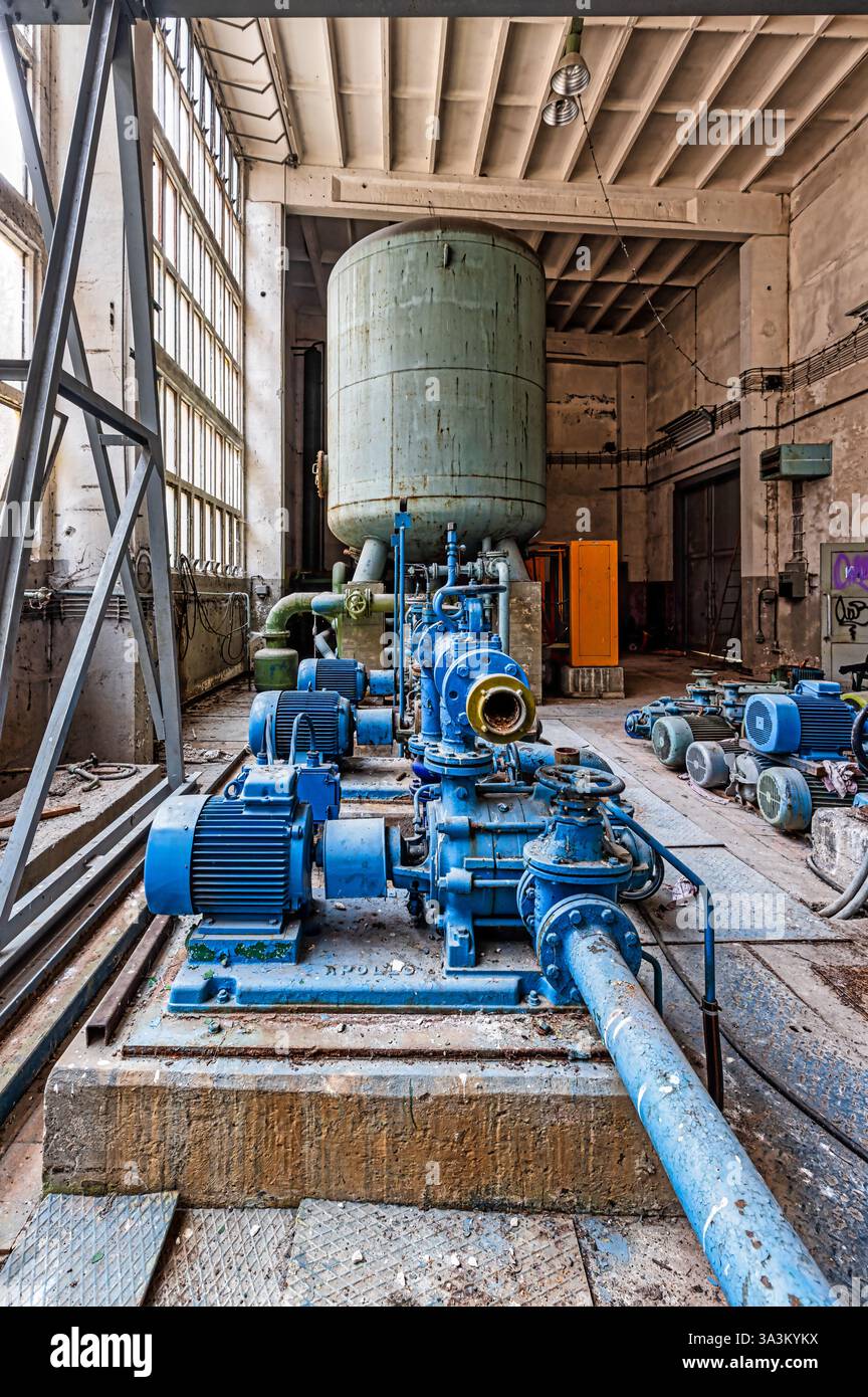 Maschinenhalle Wasserwerk Lost Places Stock Photo