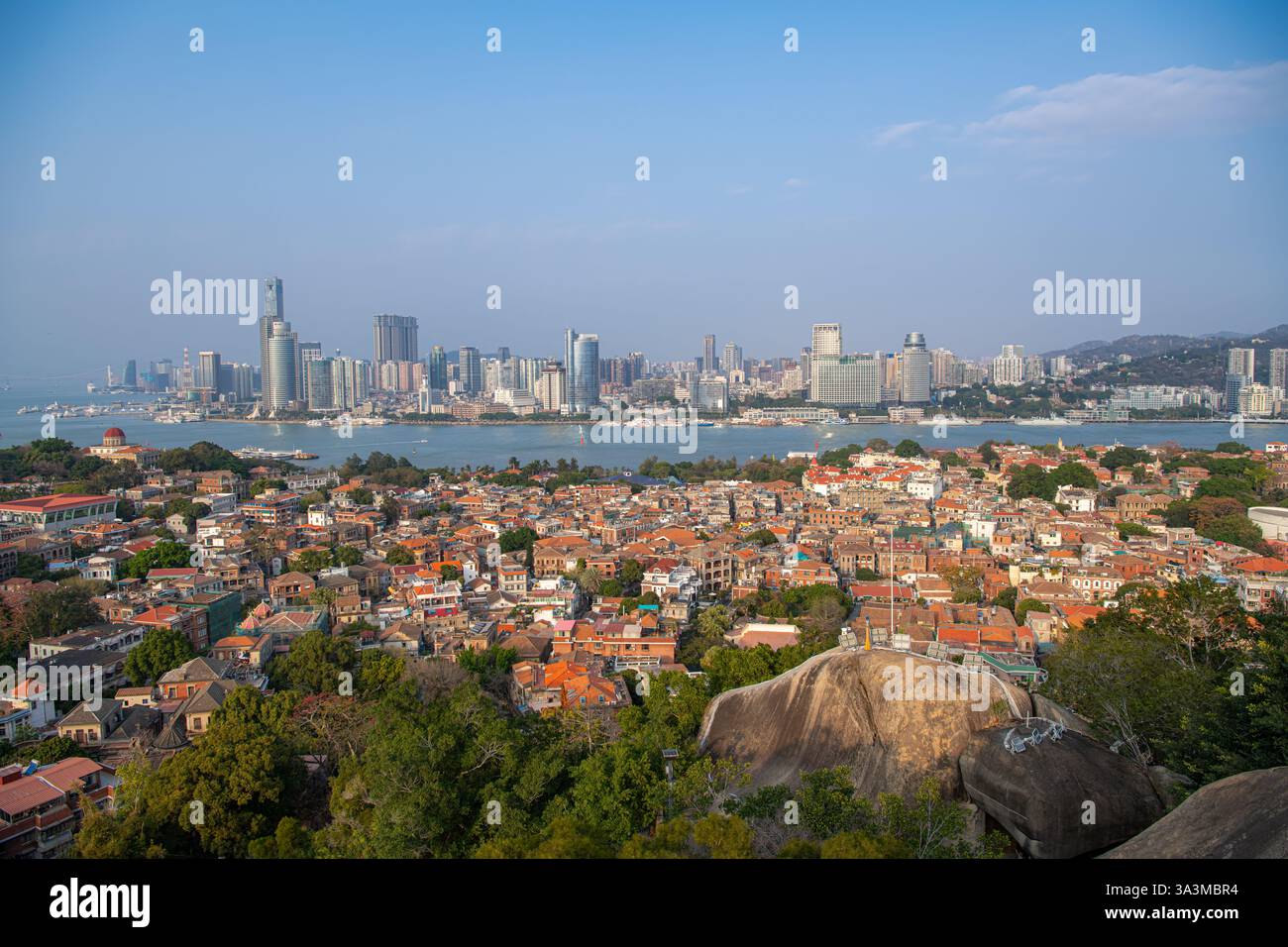 Panoramic view of Gulangyu Island in Xiamen, China, copy space for text Stock Photo
