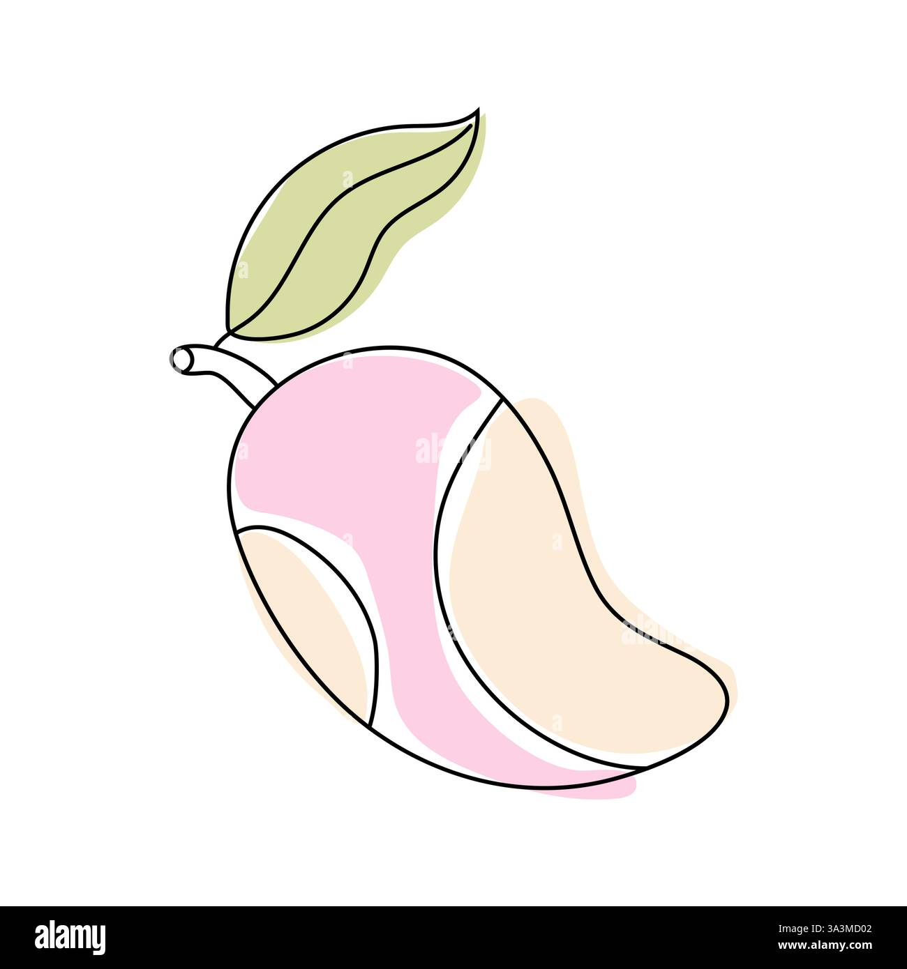 Colorful illustration of a mango with a leaf showcasing abstract art ...