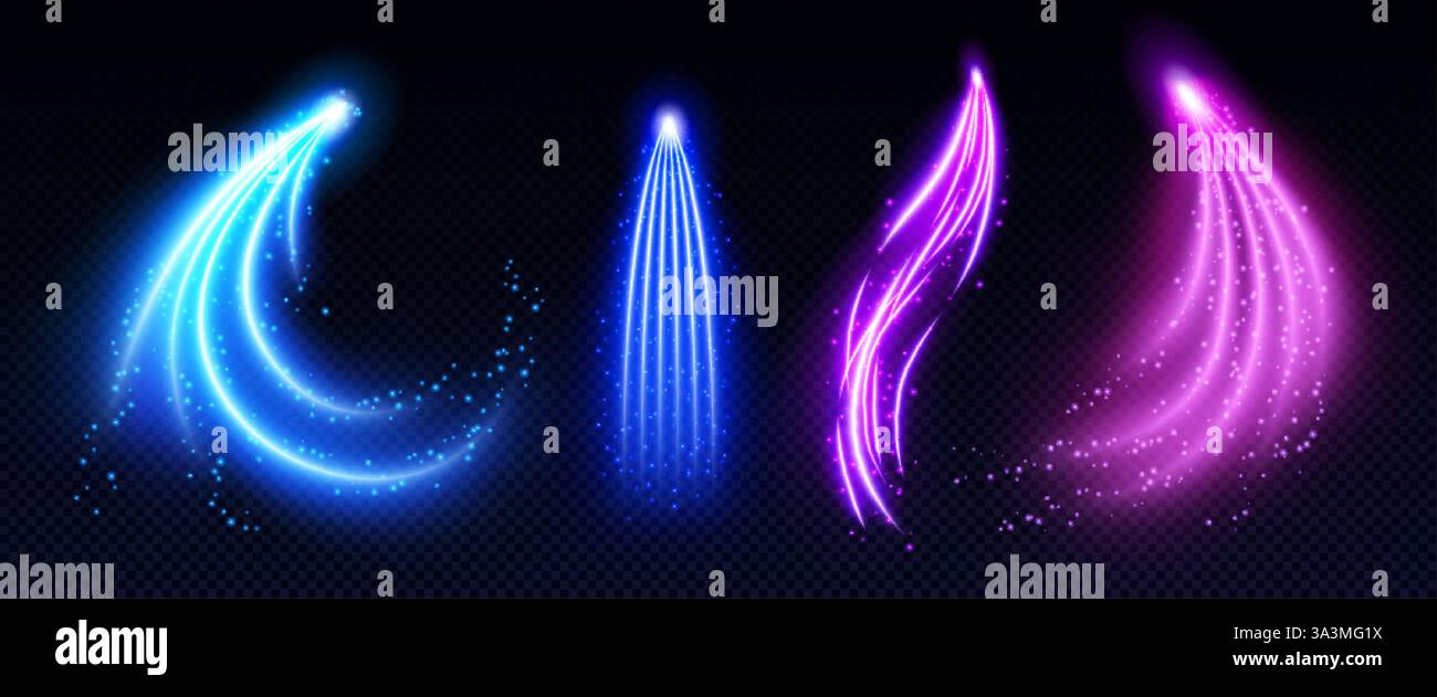 Magic arrow light trails set isolated on transparent background. Vector ...