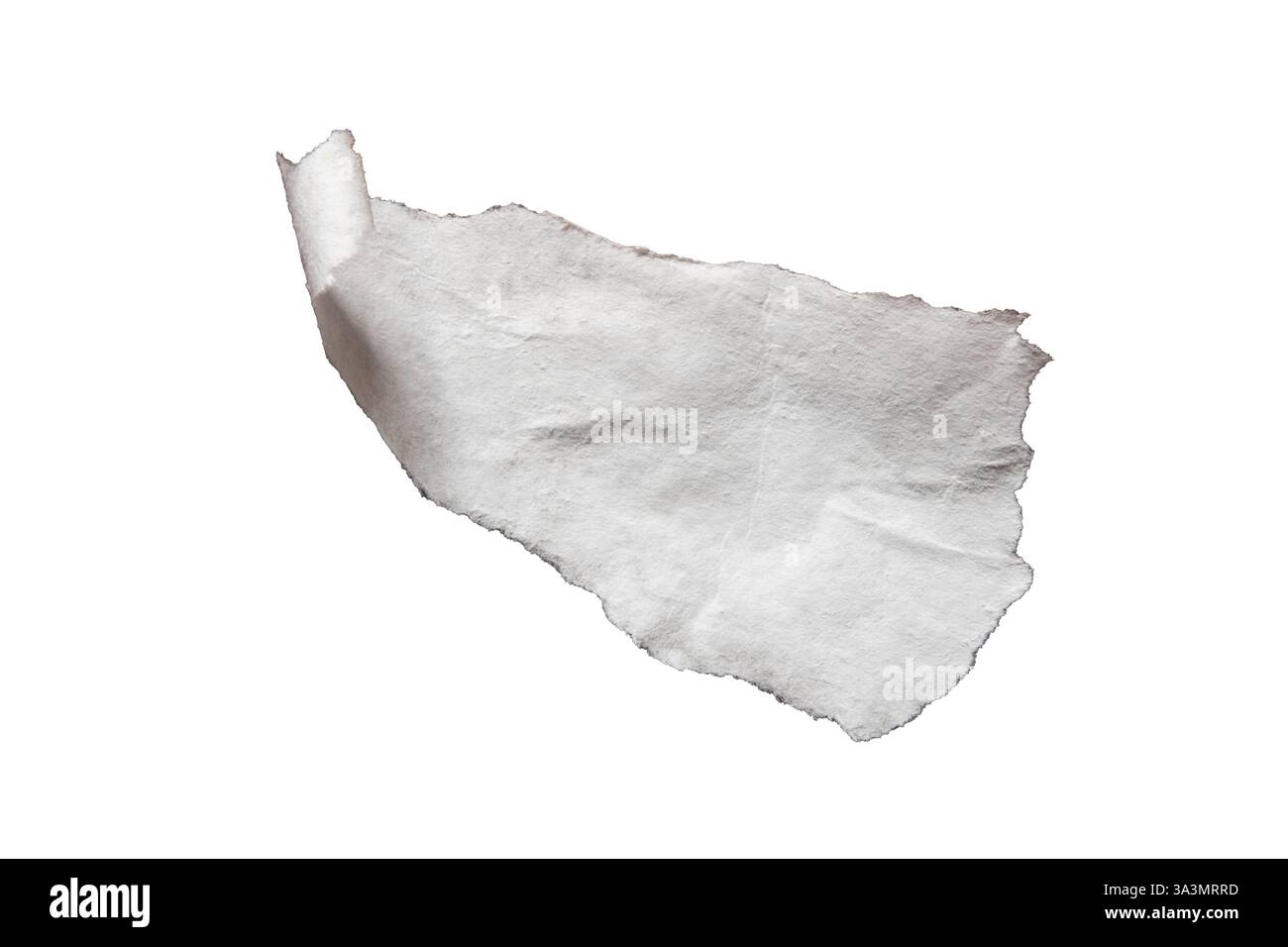 Peeled triangle shape white paper on white background with clipping path Stock Photo