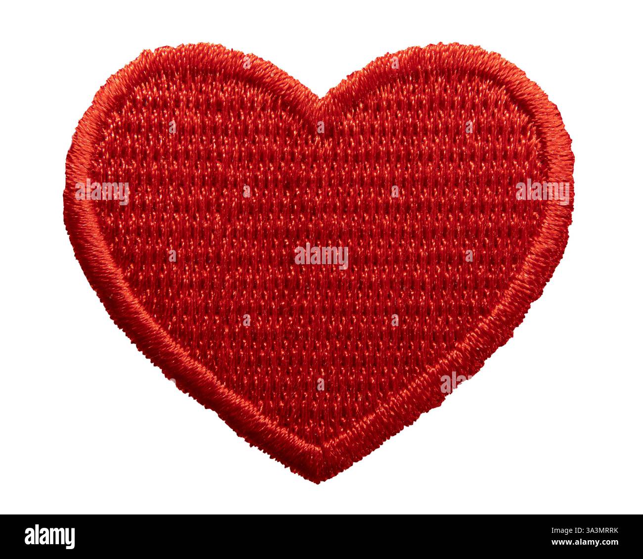 Red heart iron patch badge on white background with clipping path Stock Photo